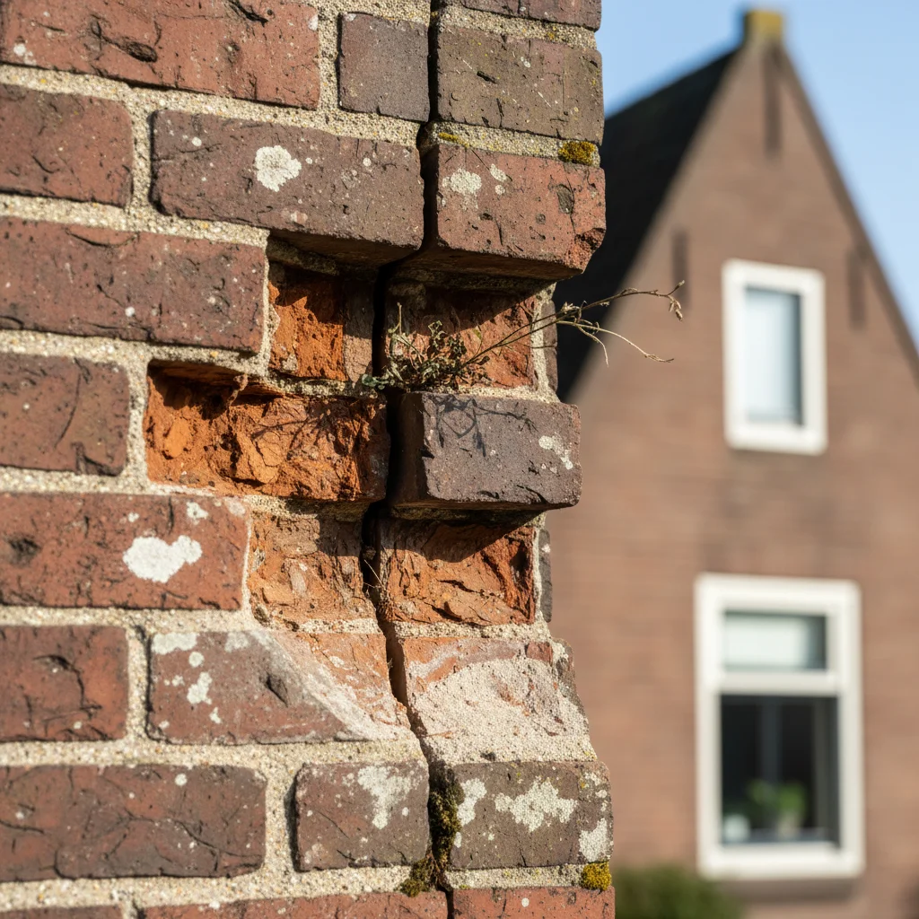 Scheurherstel in metselwerk - scheur in bakstenen muur